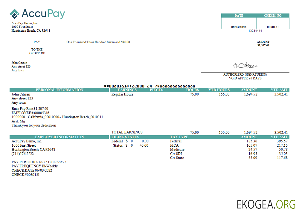 Société de paie USA Accupay Demo Inc.